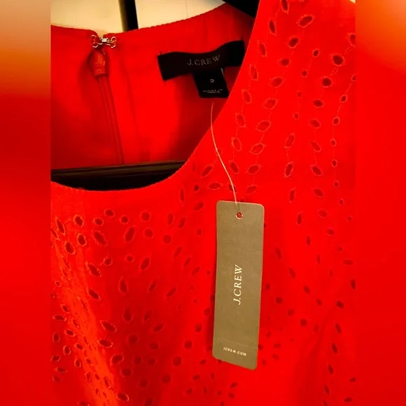 NWT J. Crew Orange Eyelet Peplum Top, Size 2, Cotton Silk Blend. - Picture 3 of 4